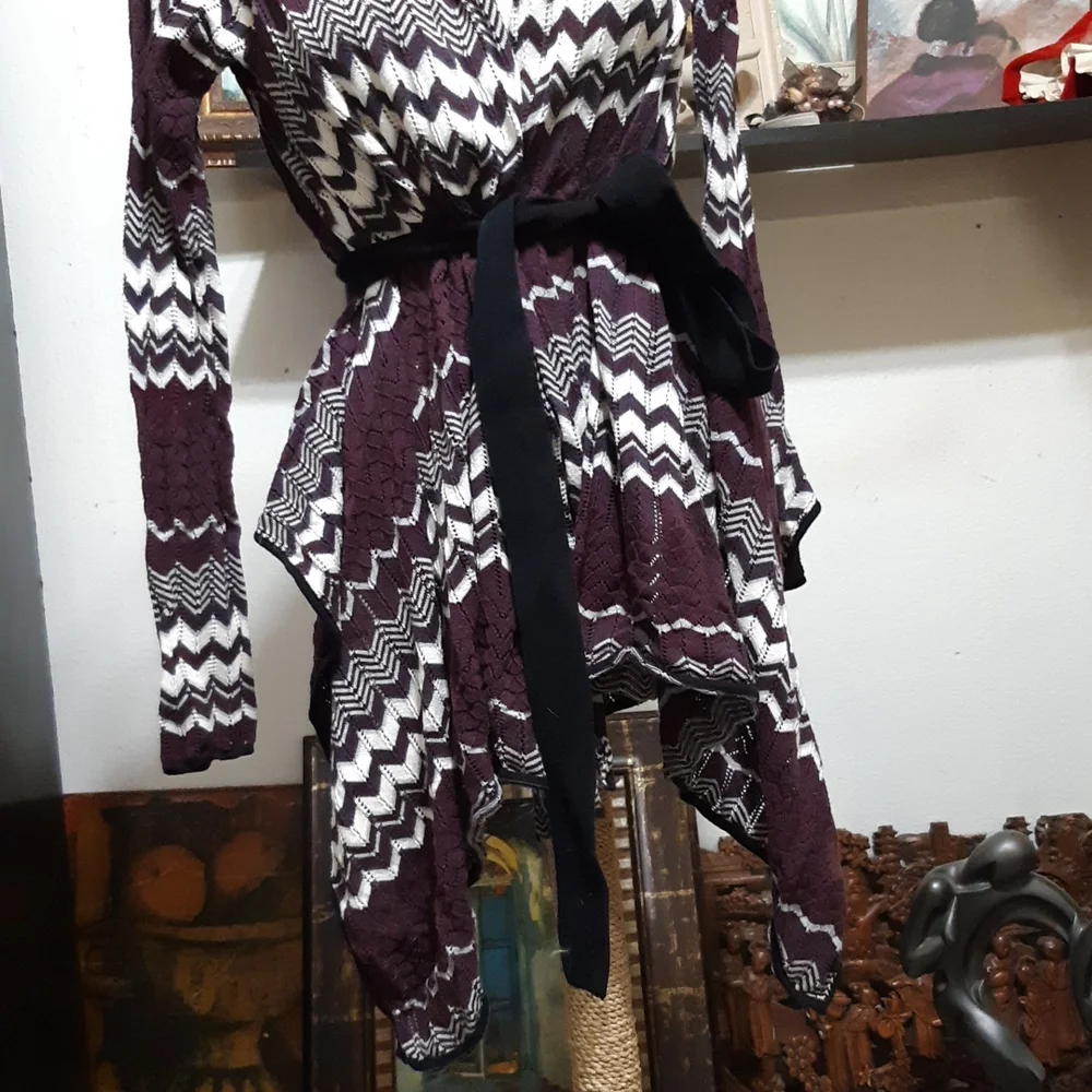 Chocolate Brown knit Cardigan Sweater Jacket  sz Med JENNIFER LOPEZ Cotton